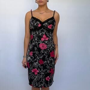 R Wear Rampage Clothing Co. Black & Pink Floral Midi Dress